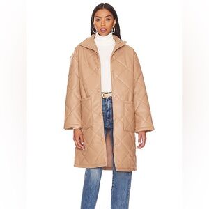 Lovers & friends Tan Quilted Women's Coat - vegan leather 🤎🤎🤎🤎